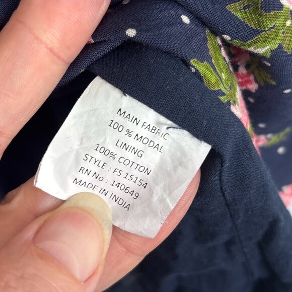 Frock Shop‎ Dress Women's Medium Navy Pink Floral Feminine Fit and Flare - Picture 9 of 14